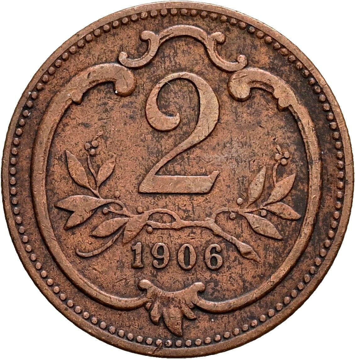 2 Heller Franz Joseph I. 1848-1916 1906 – Vorderseite