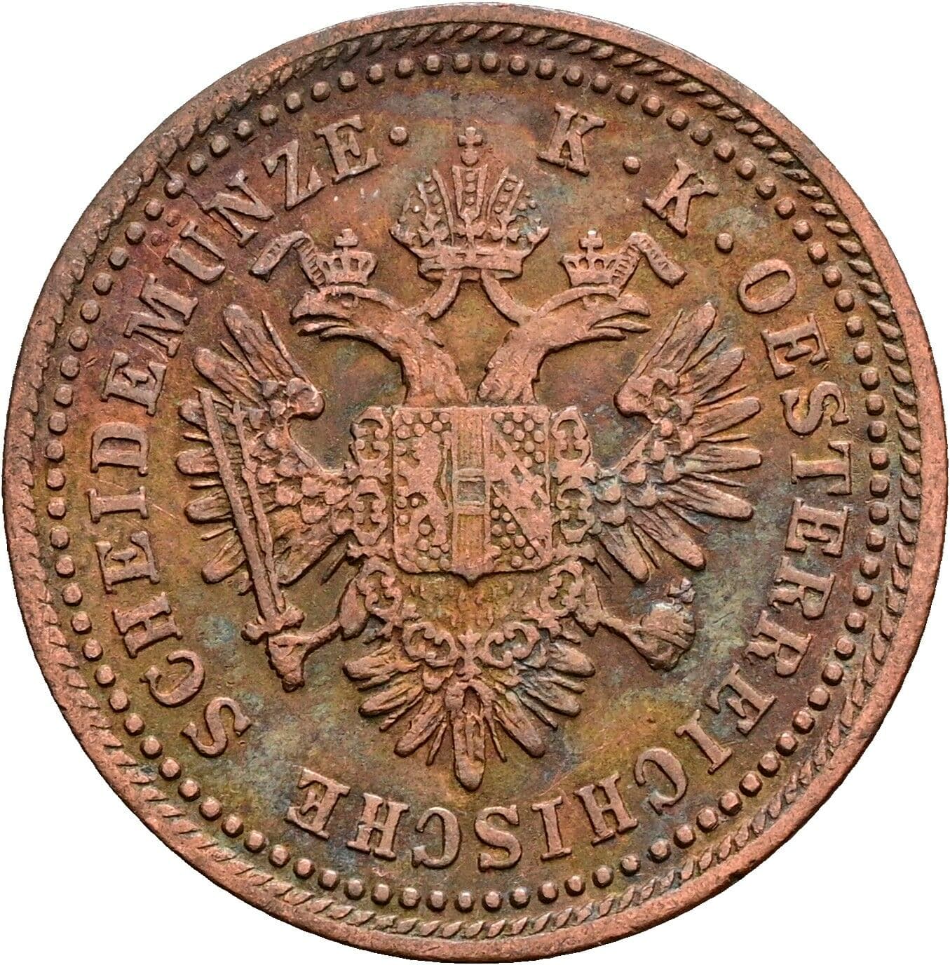 1 Kreuzer Franz Joseph I. 1848-1916 1851 A, Wien – Rückseite