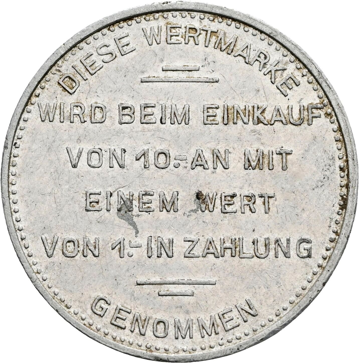 Wertmarke ohne Jahr – Rückseite