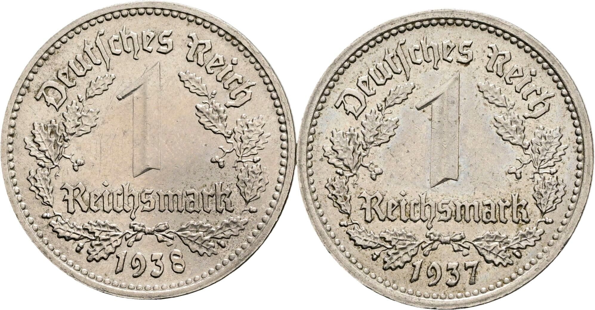 Lot 2 Stück 1 Reichsmark