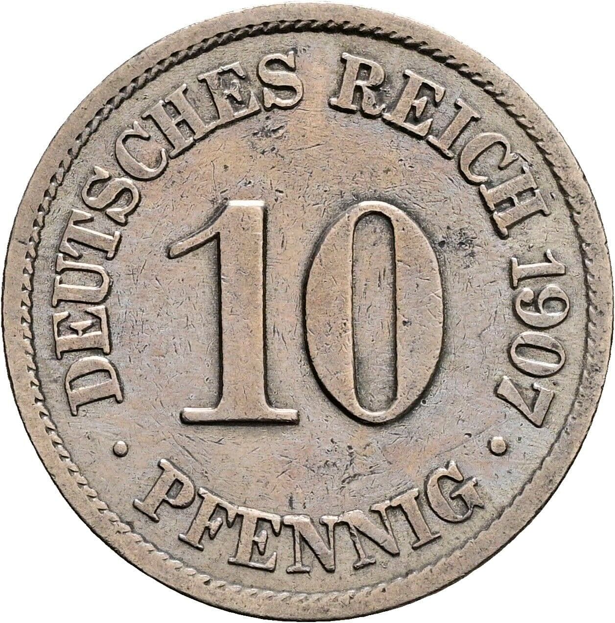 10 Pfennig 1907 A – Vorderseite