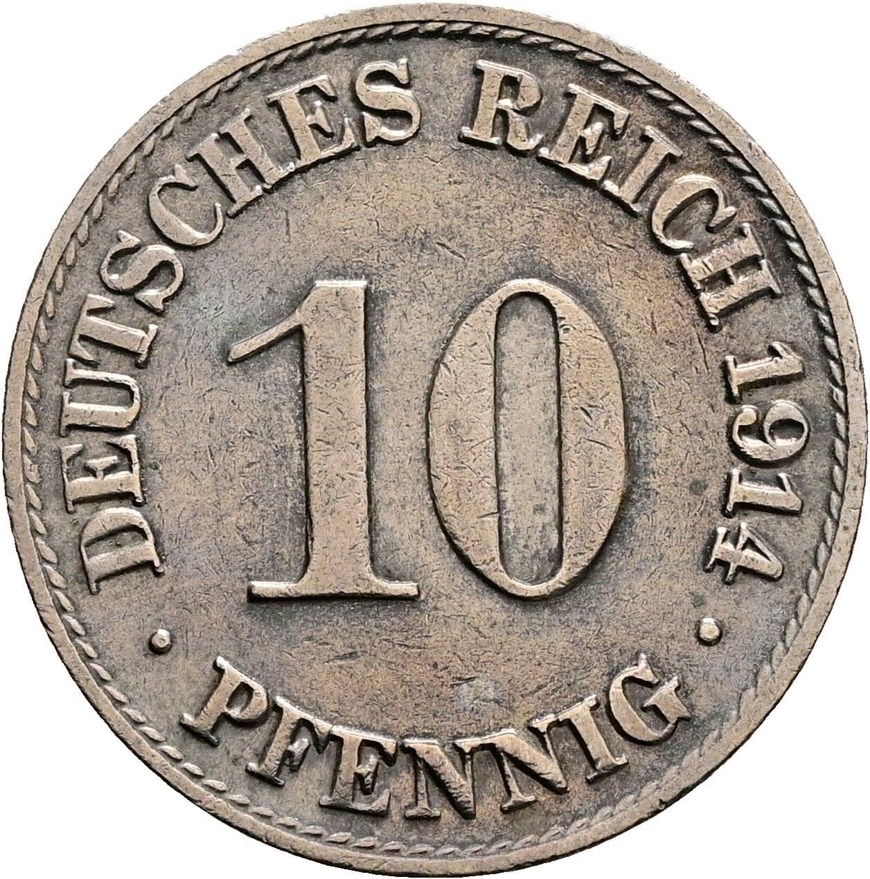 10 Pfennig 1914 A – Vorderseite