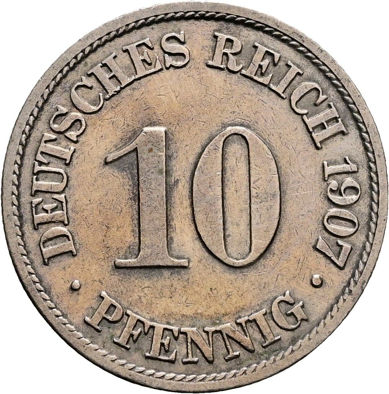 10 Pfennig 1907 A – Vorderseite