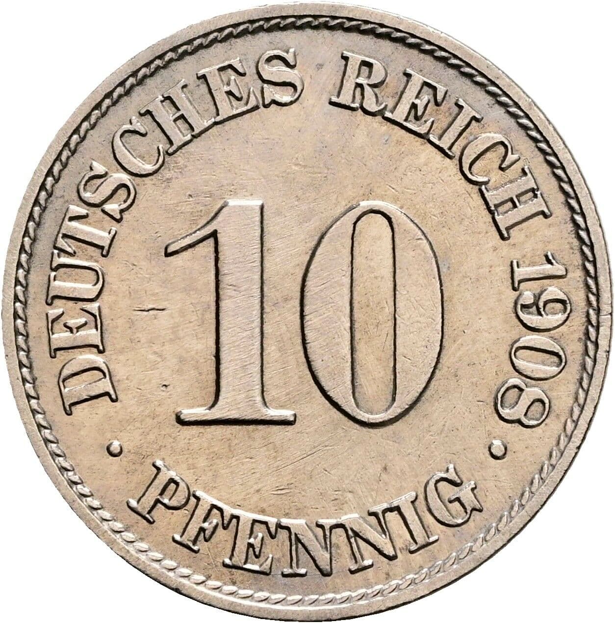 10 Pfennig 1908 A – Vorderseite
