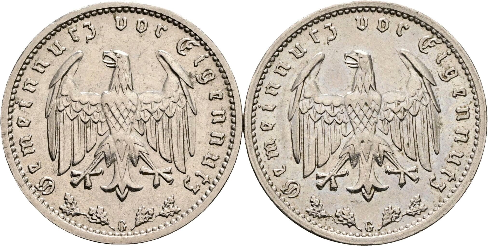 Lot 2 Stück 1 Reichsmark