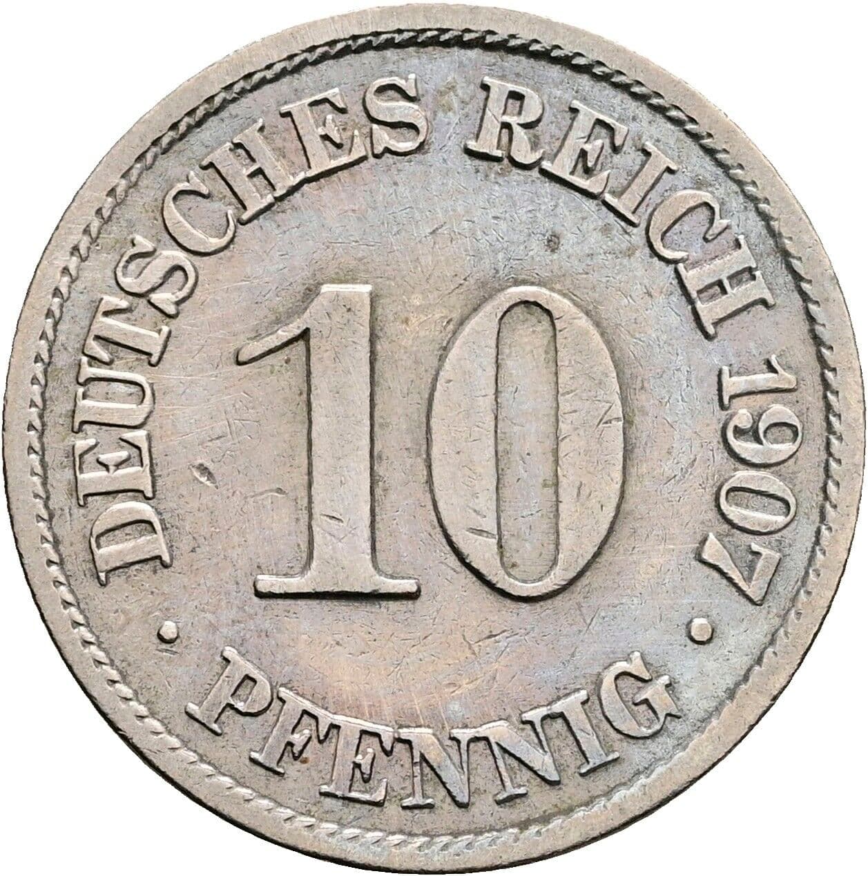 10 Pfennig 1907 A – Vorderseite
