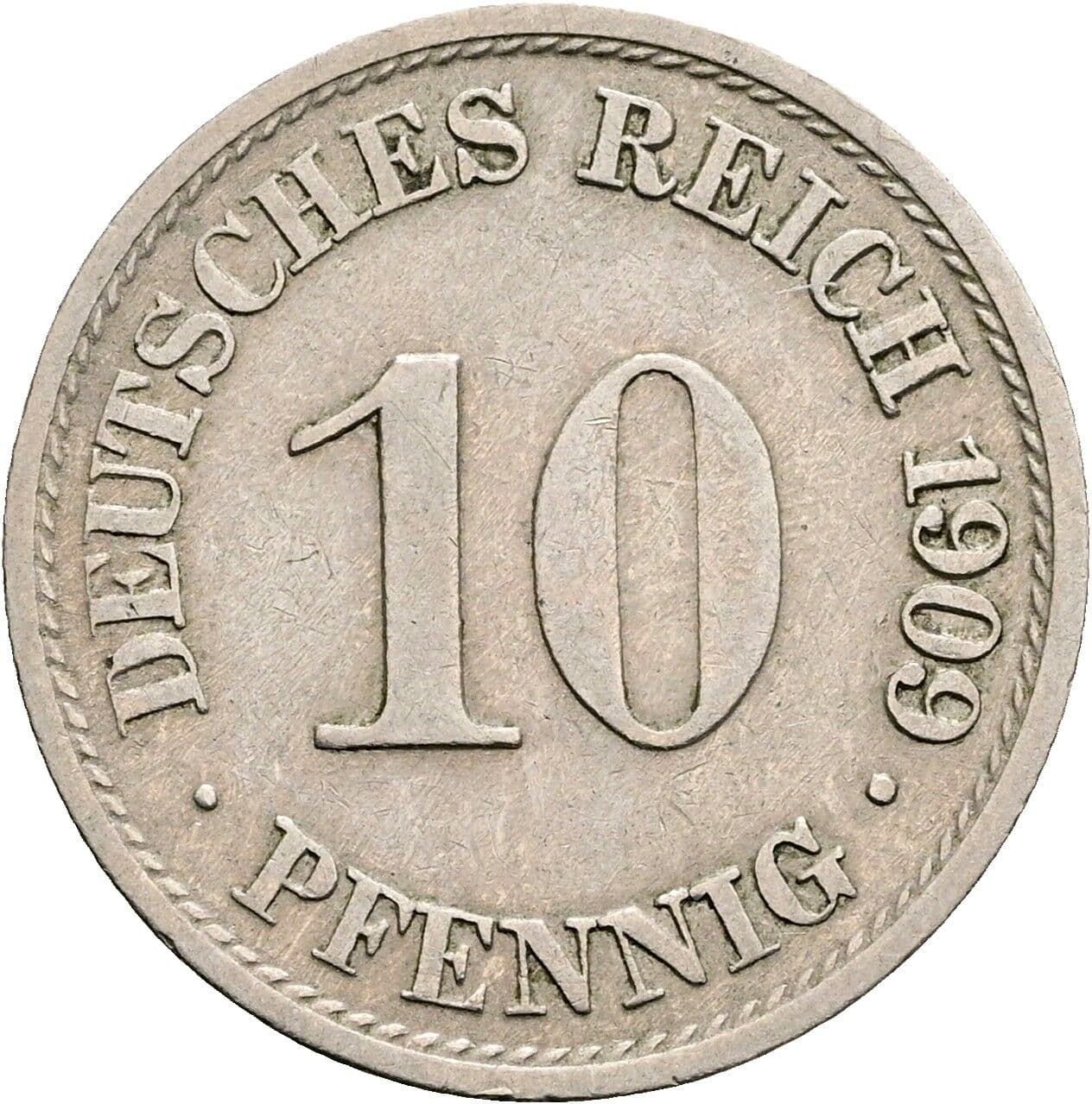 10 Pfennig 1909 A – Vorderseite