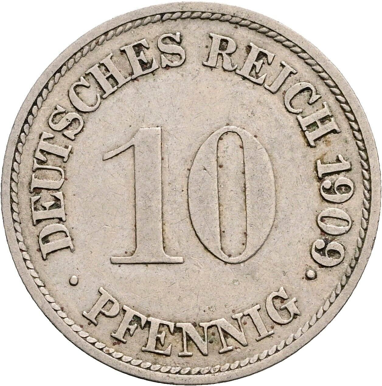 10 Pfennig 1909 G – Vorderseite