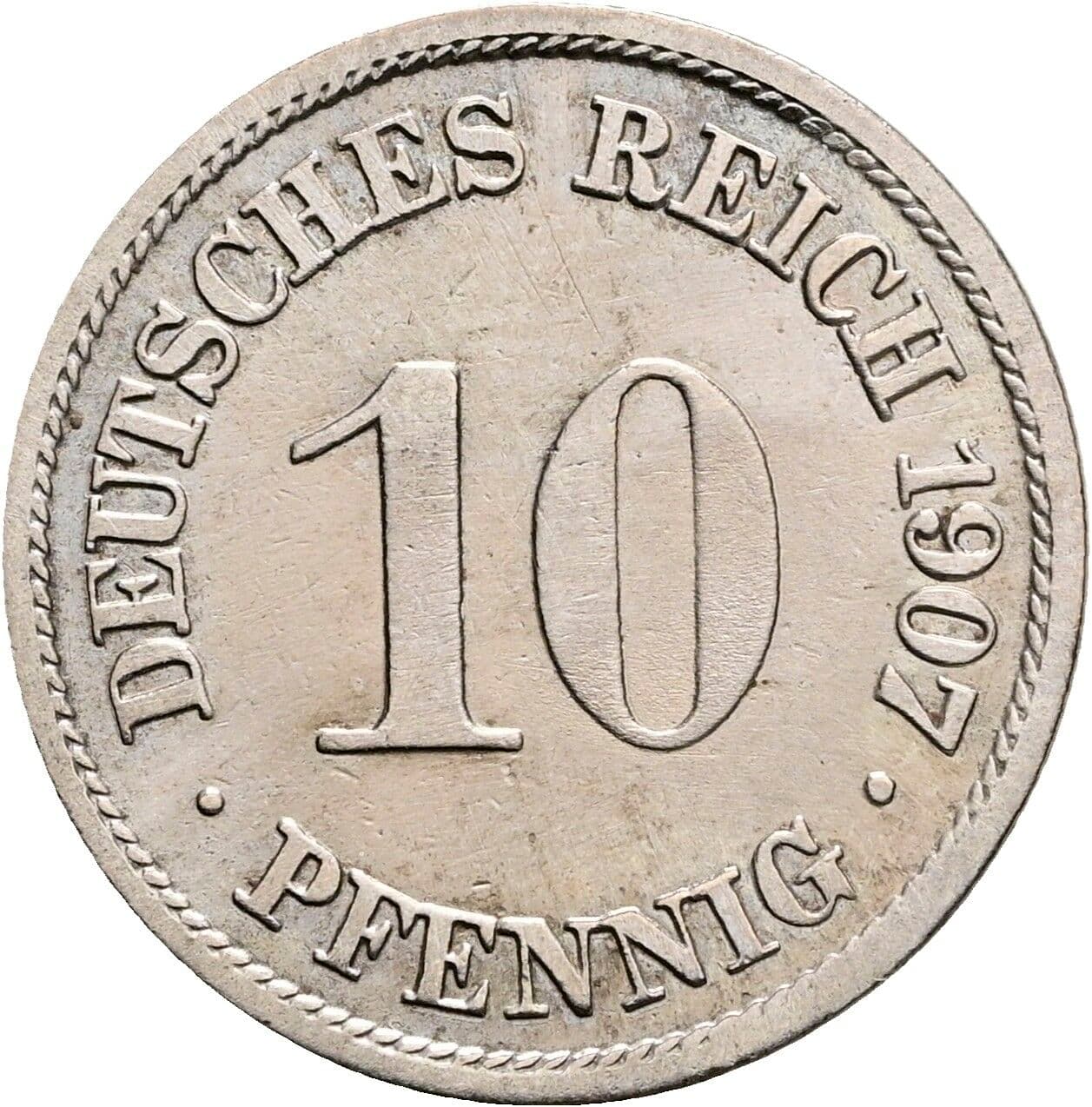 10 Pfennig 1907 A – Vorderseite