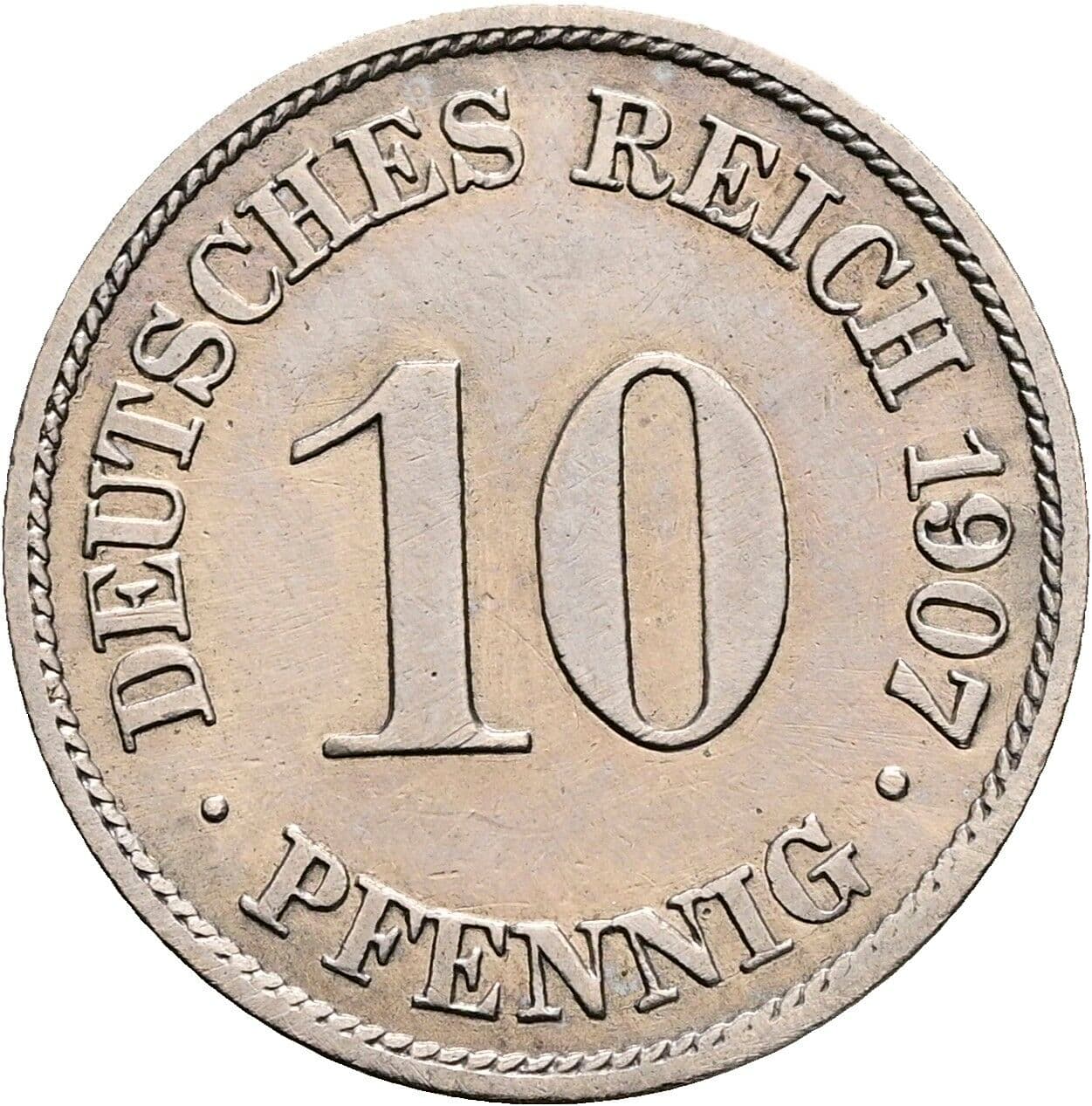 10 Pfennig 1907 A – Vorderseite