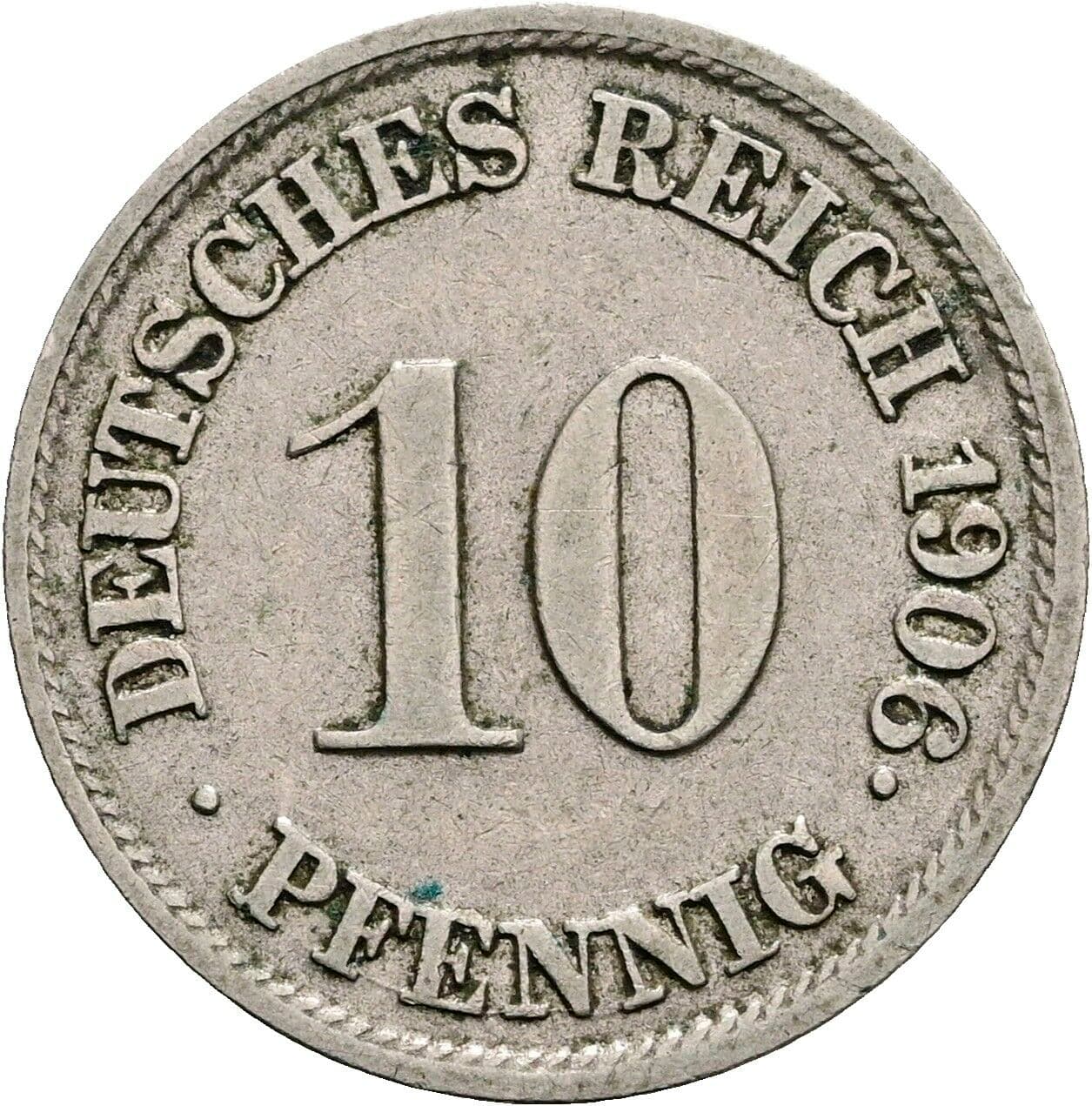 10 Pfennig 1906 J – Vorderseite
