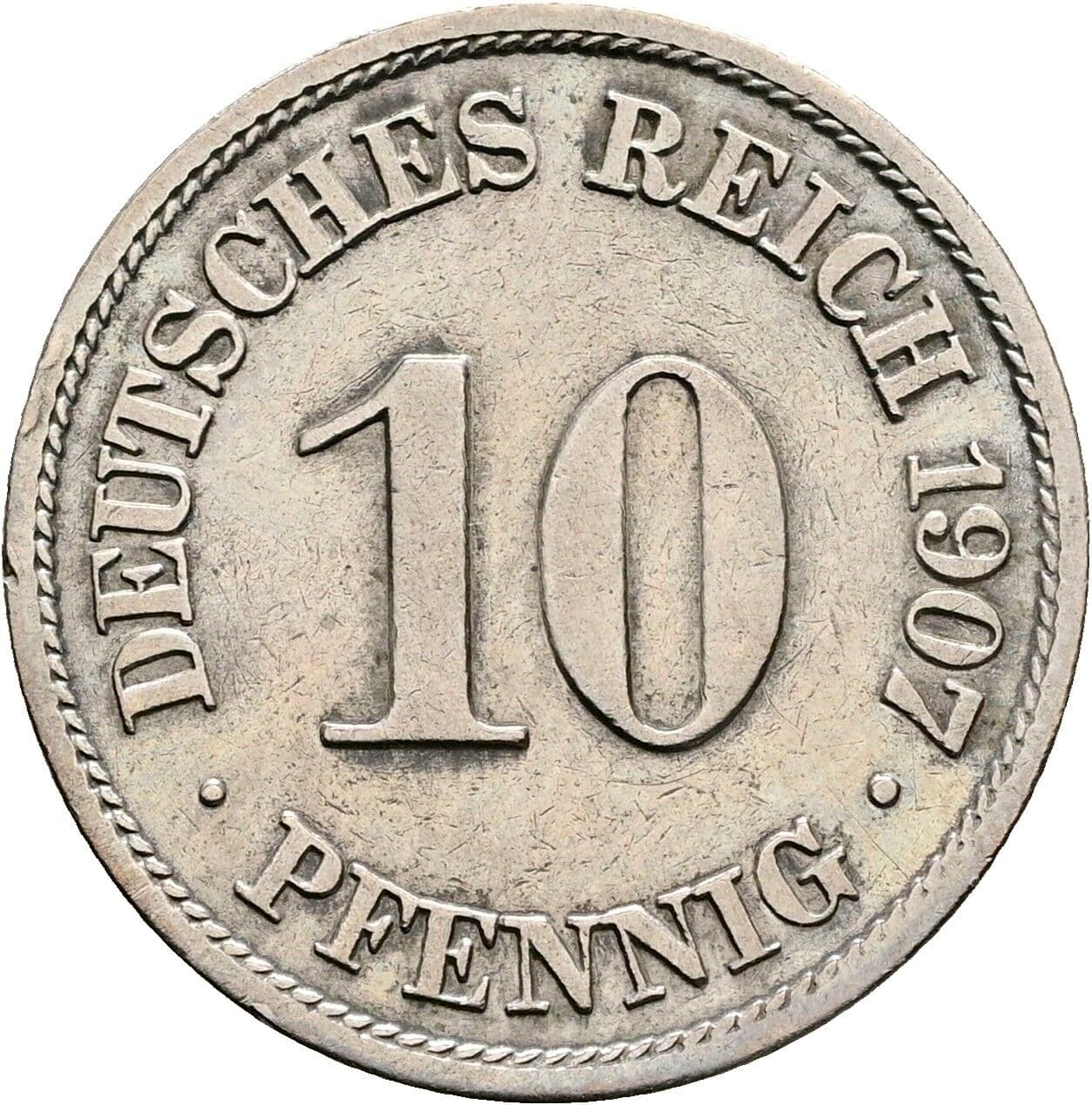 10 Pfennig 1907 A – Vorderseite