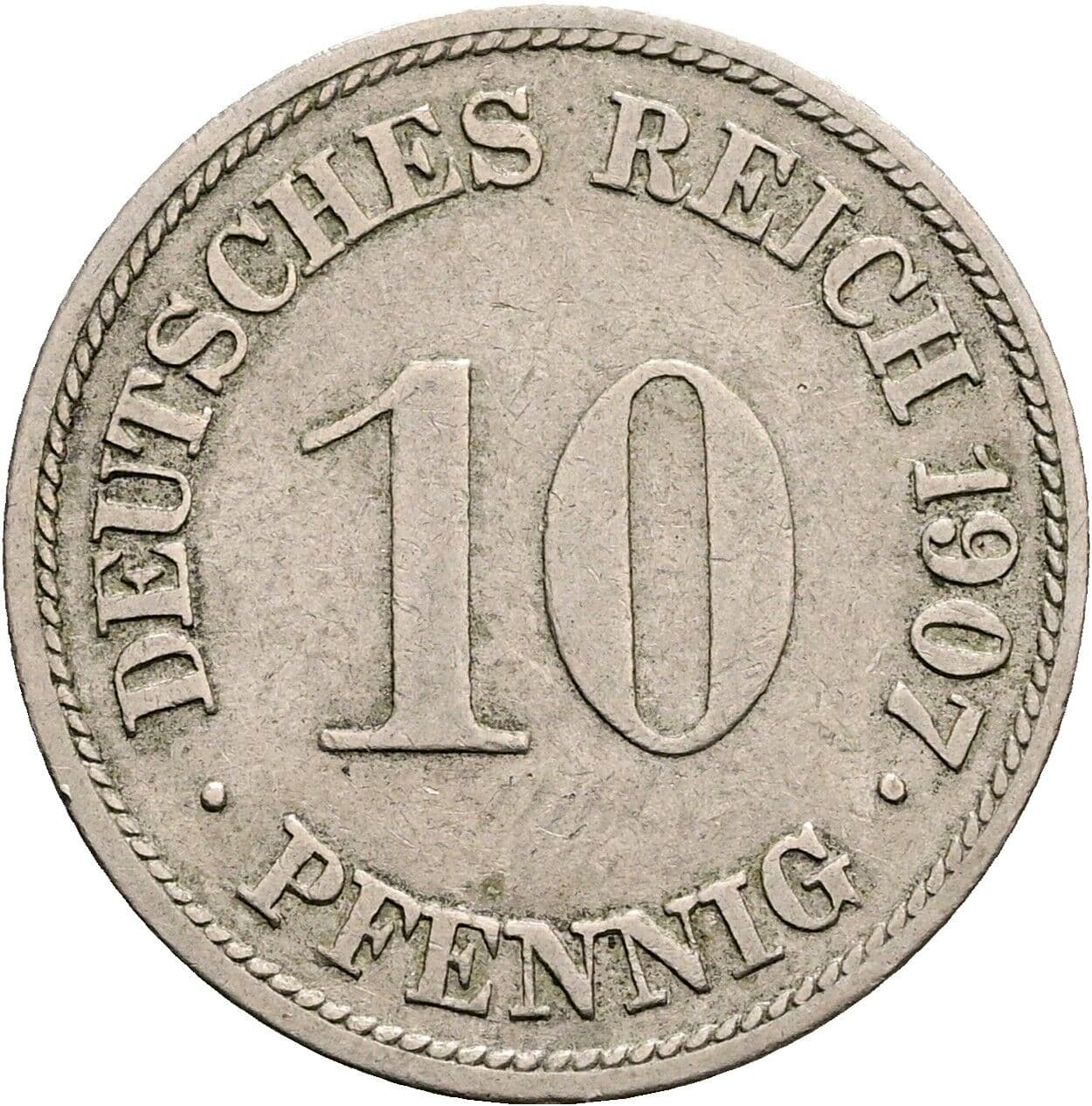 10 Pfennig 1907 G – Vorderseite
