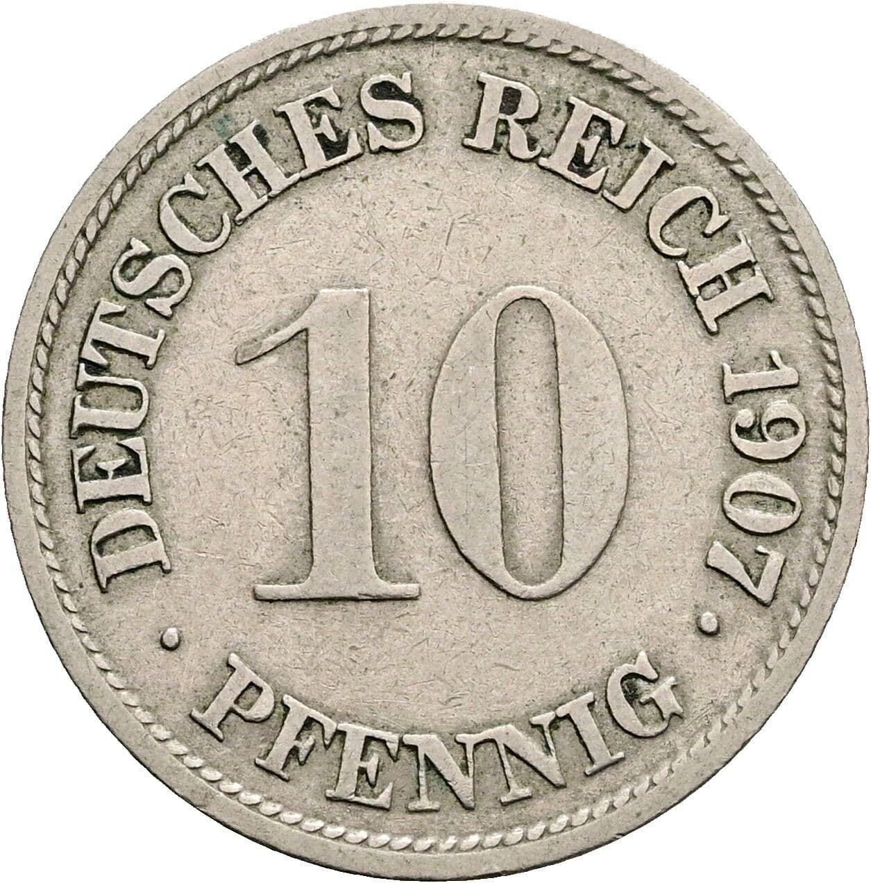 10 Pfennig 1907 G – Vorderseite