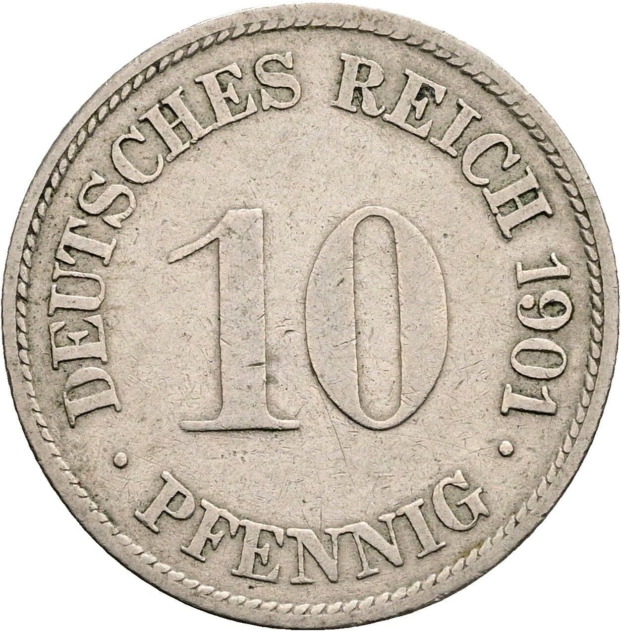 10 Pfennig 1901 G – Vorderseite