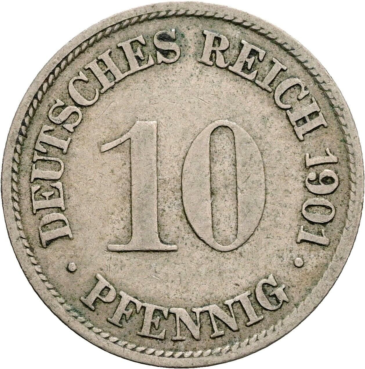 10 Pfennig 1901 G – Vorderseite
