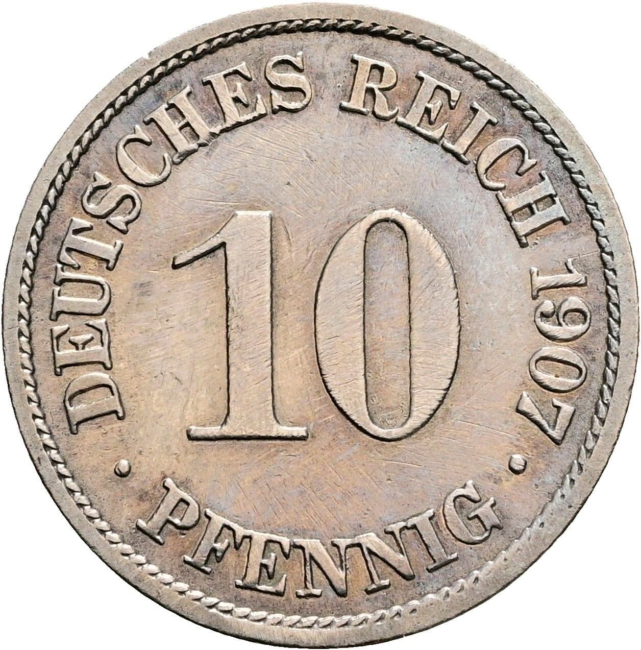 10 Pfennig 1907 A – Vorderseite