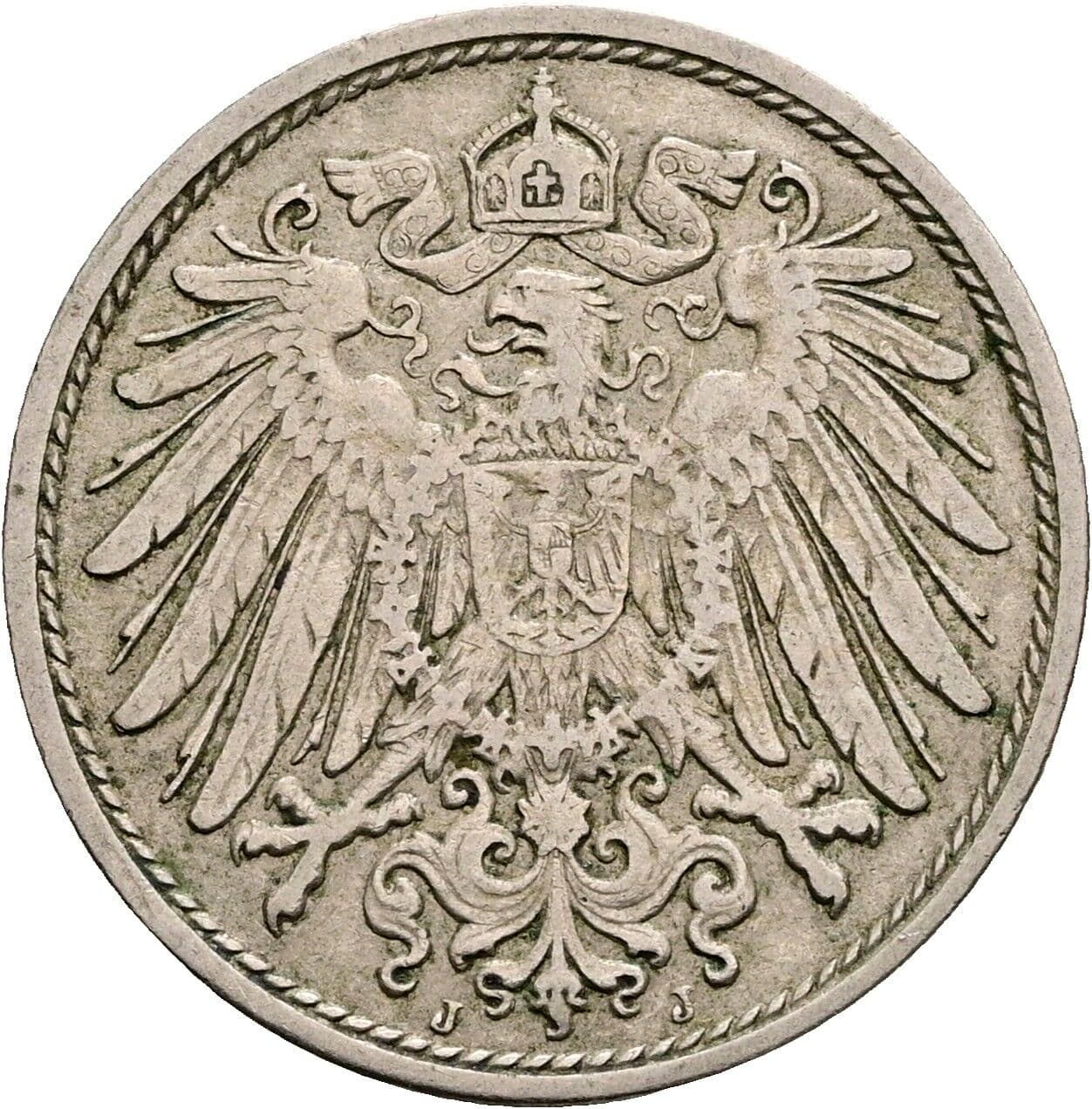 10 Pfennig 1908 J – Rückseite