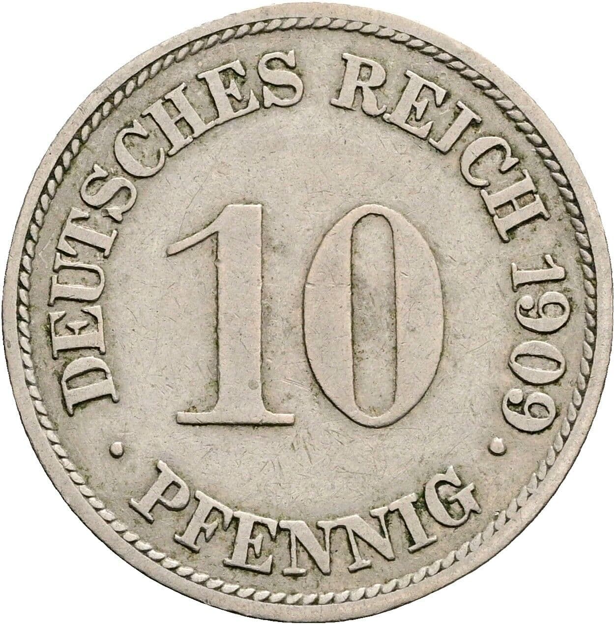 10 Pfennig 1909 G – Vorderseite