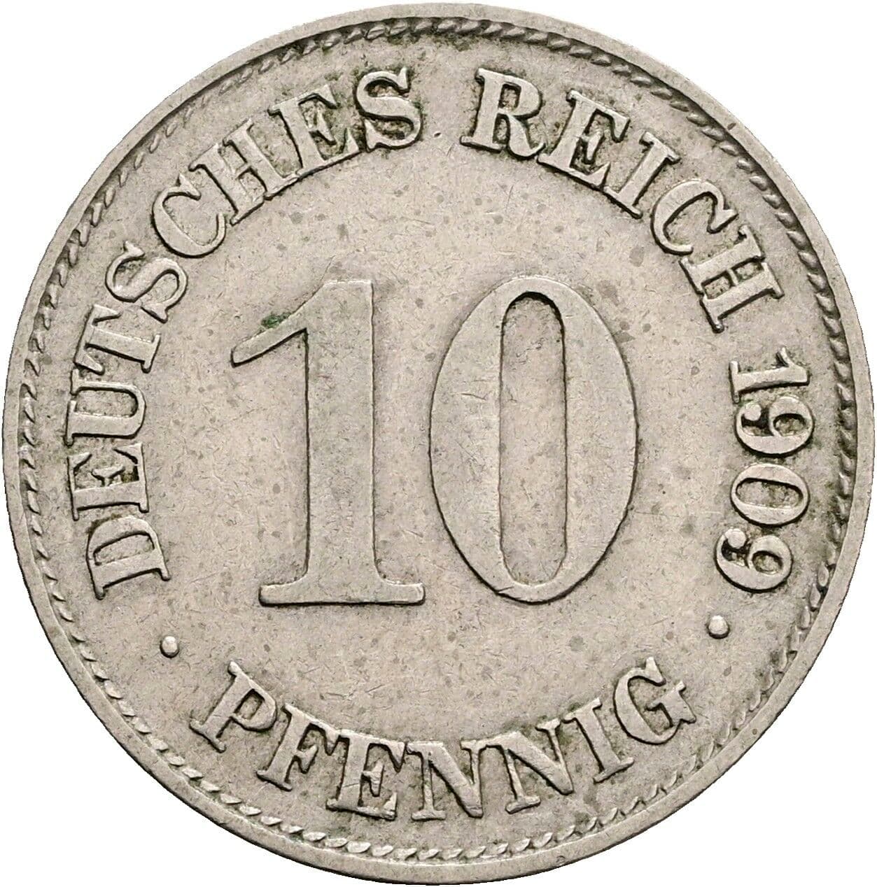 10 Pfennig 1909 E – Vorderseite