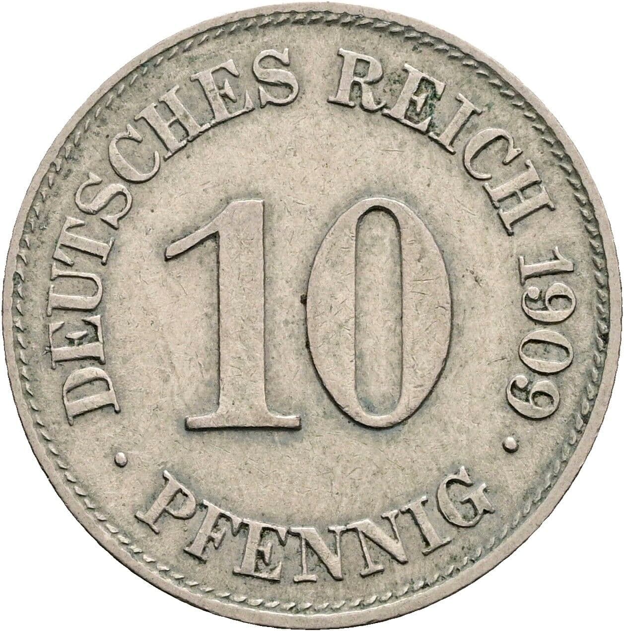 10 Pfennig 1909 E – Vorderseite