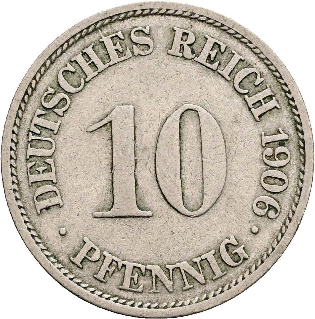 10 Pfennig 1906 F – Vorderseite
