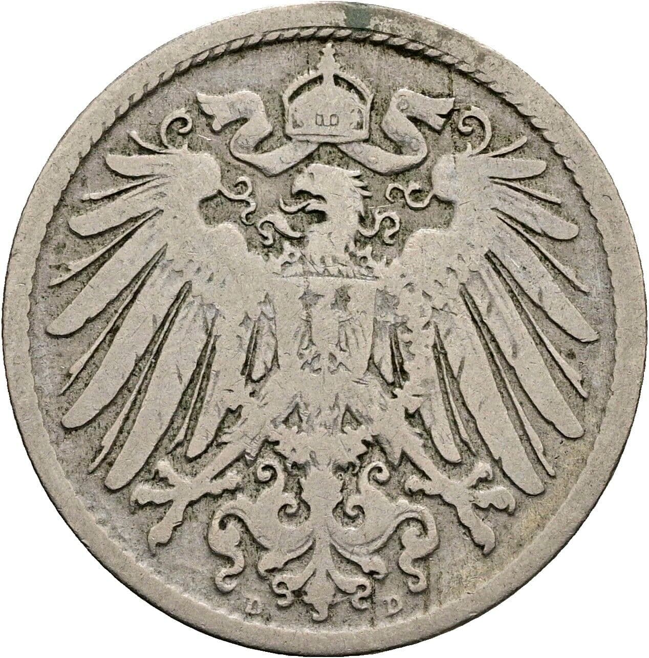 10 Pfennig 1891 D – Rückseite