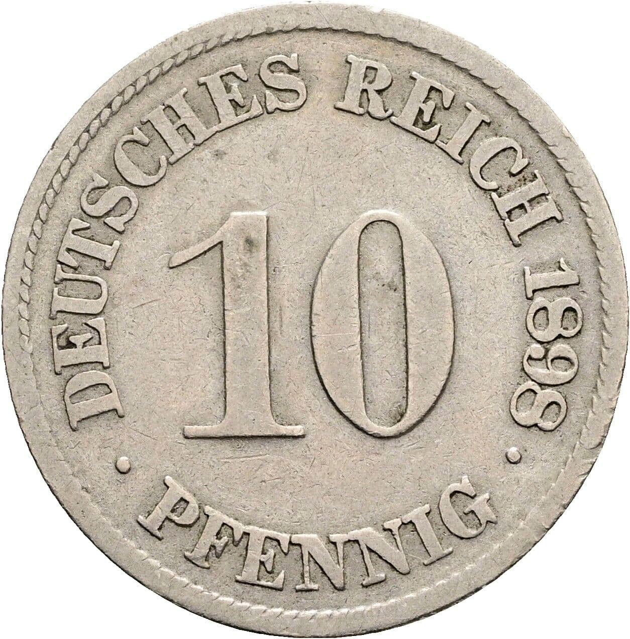 10 Pfennig 1898 F – Vorderseite