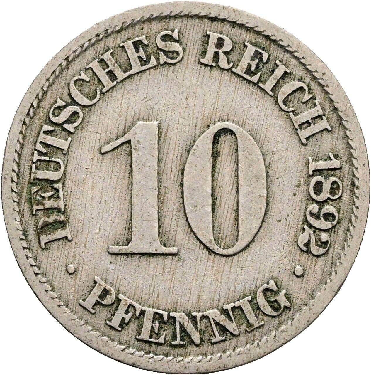10 Pfennig 1892 A – Vorderseite