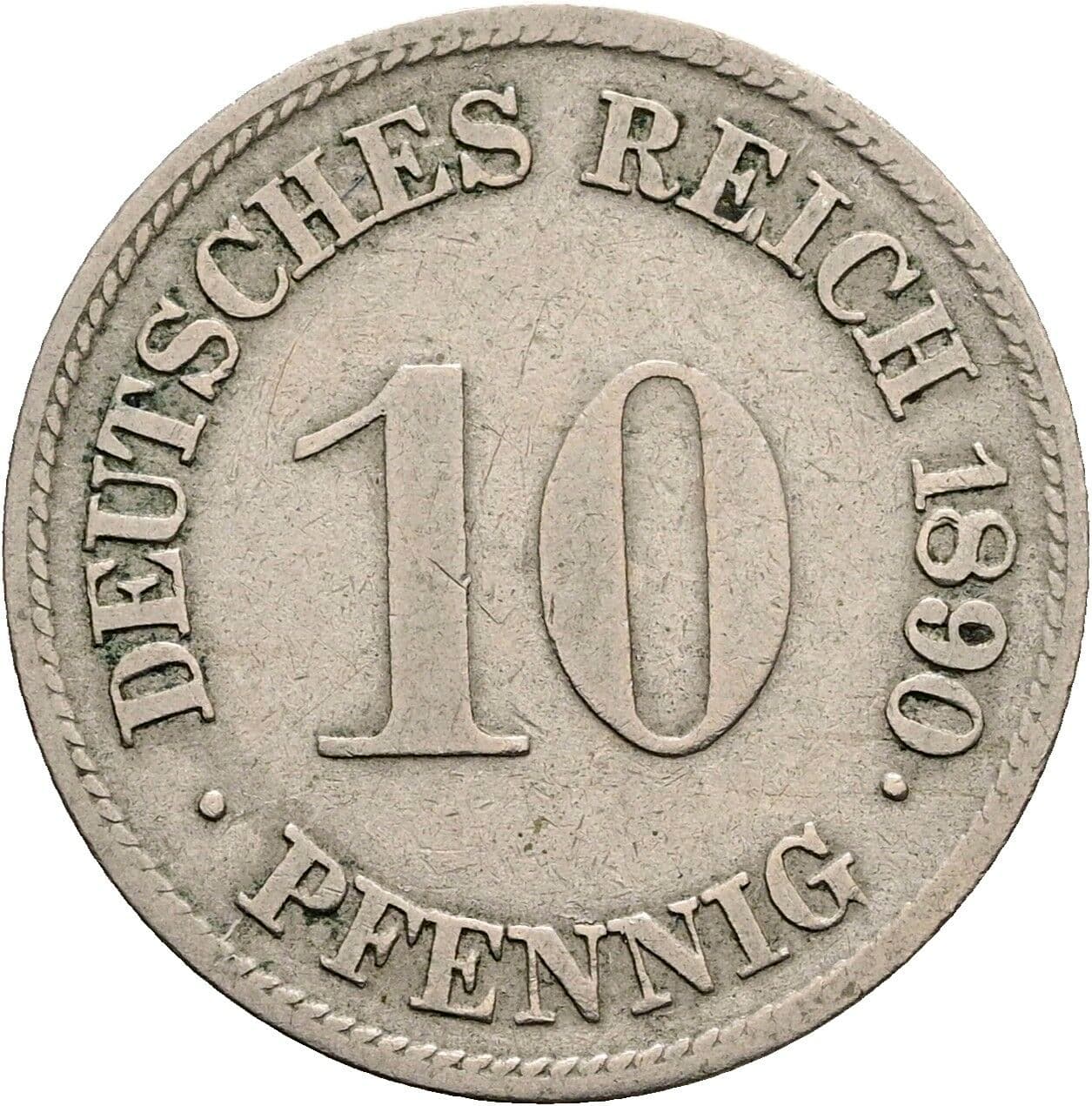10 Pfennig 1890 F – Vorderseite