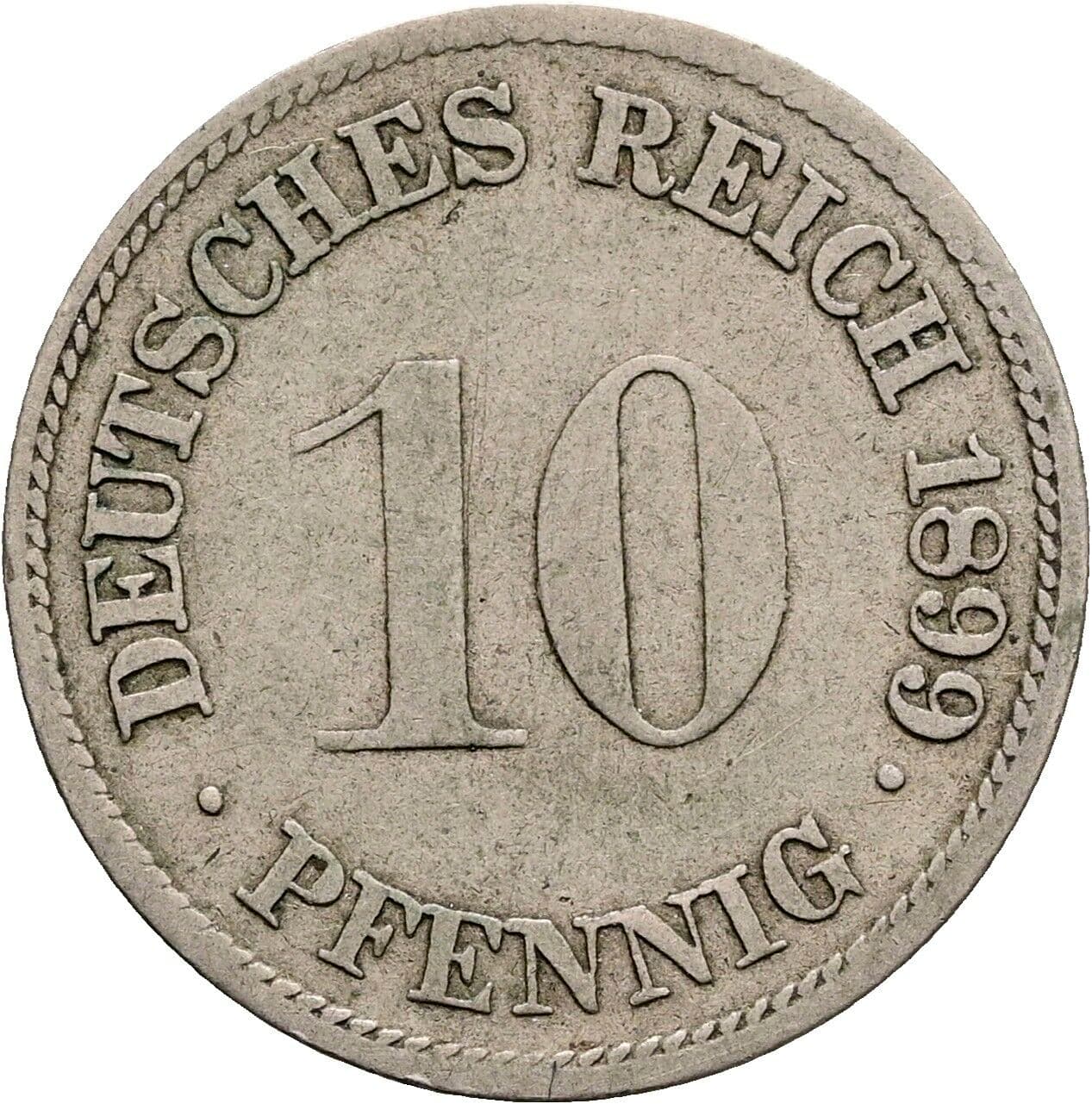 10 Pfennig 1899 G – Vorderseite