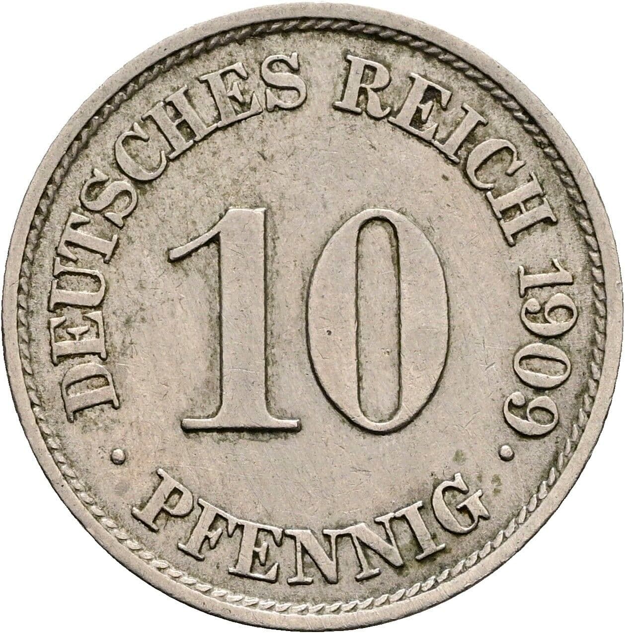 10 Pfennig 1909 J – Vorderseite