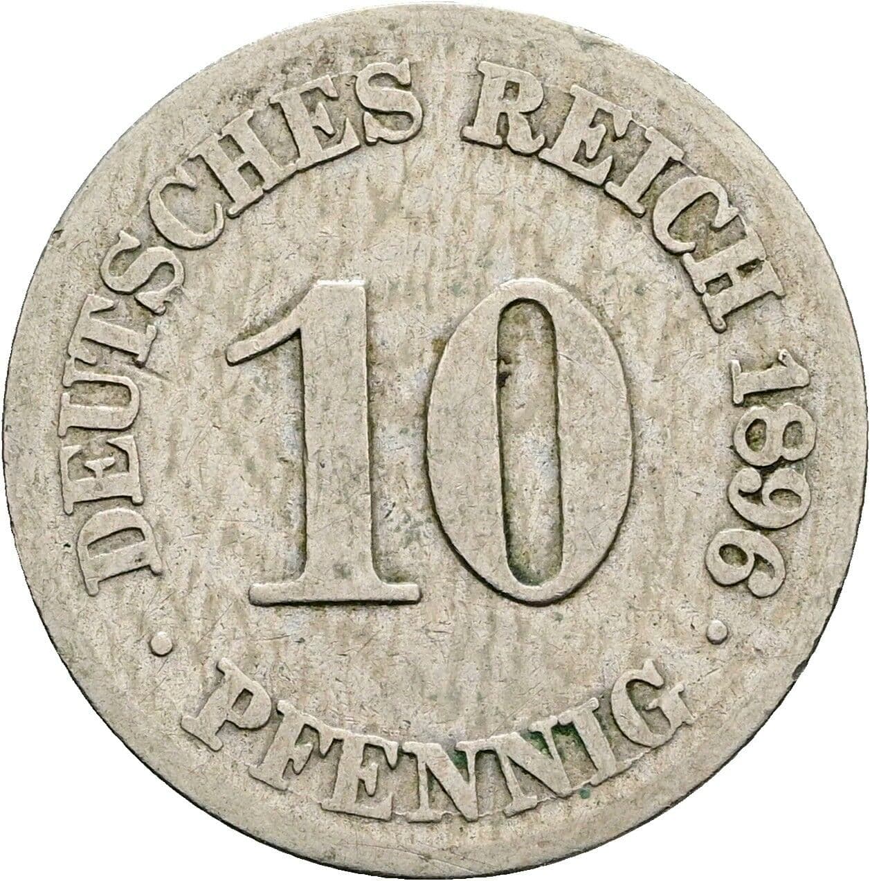 10 Pfennig 1896 J – Vorderseite