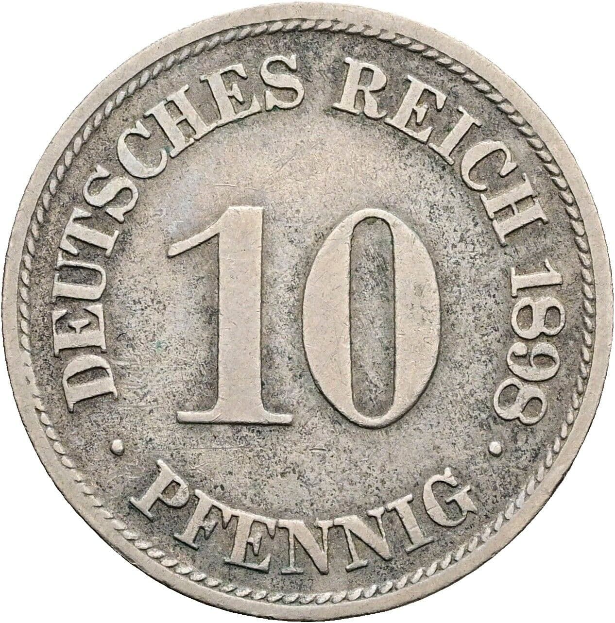 10 Pfennig 1898 F – Vorderseite