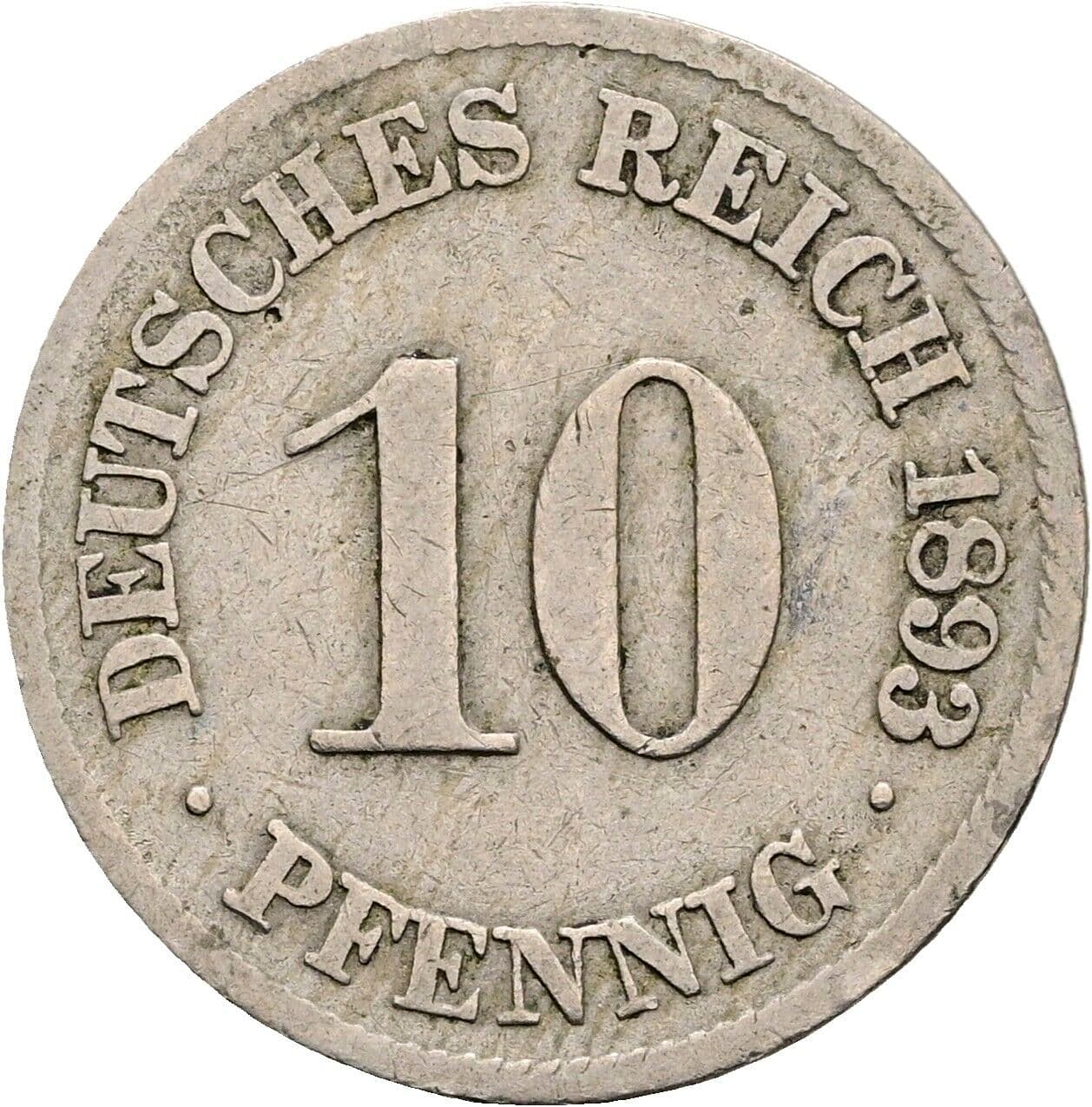 10 Pfennig 1893 J – Vorderseite
