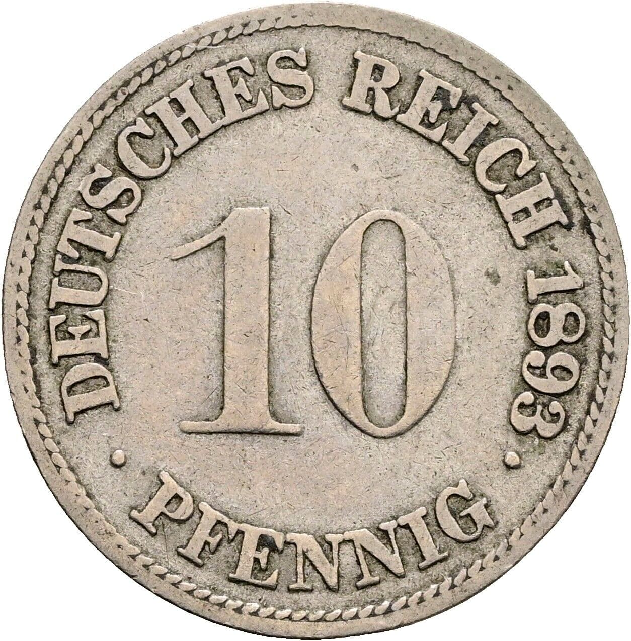 10 Pfennig 1893 F – Vorderseite