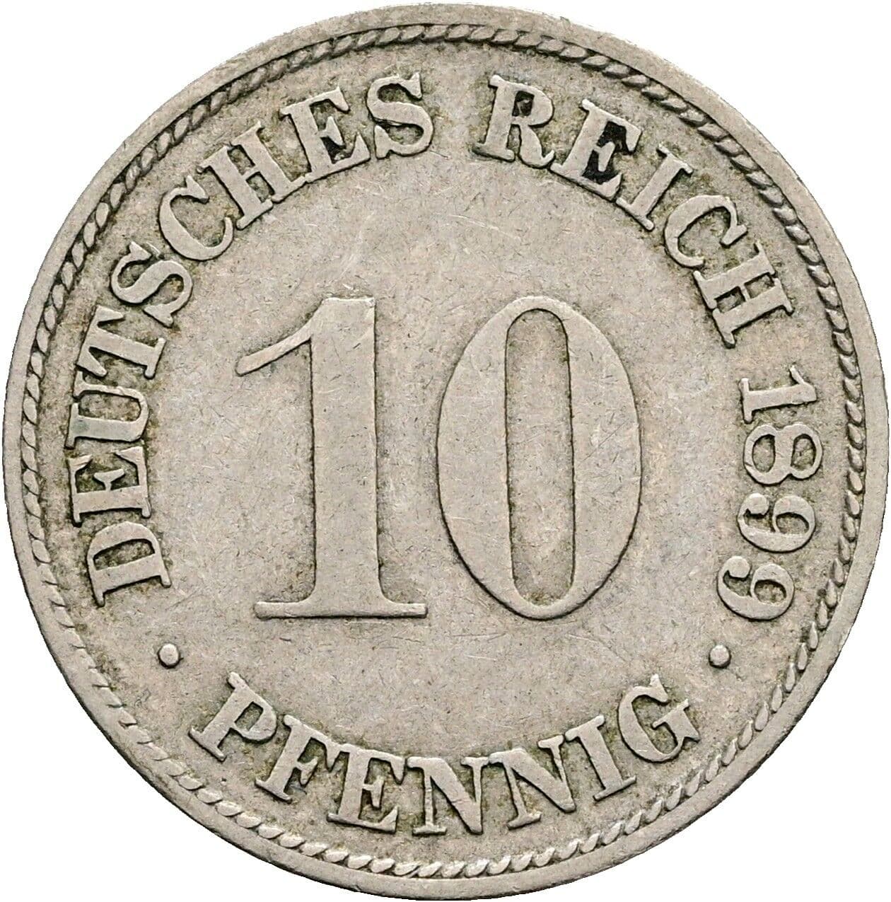 10 Pfennig 1899 F – Vorderseite
