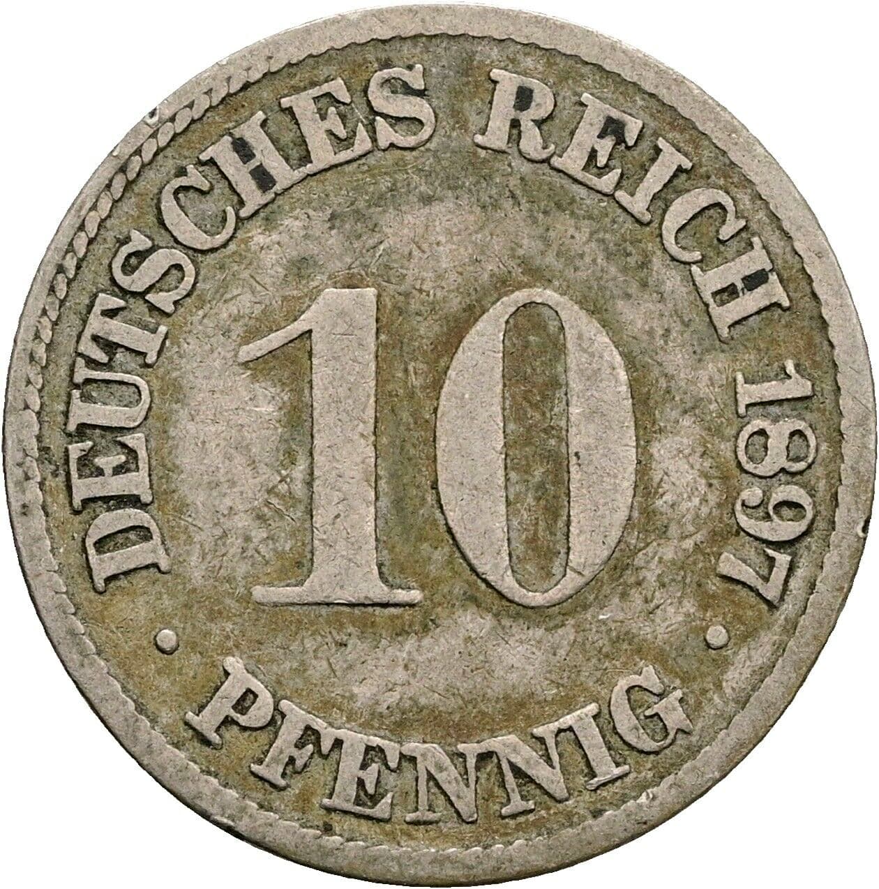 10 Pfennig 1897 G – Vorderseite