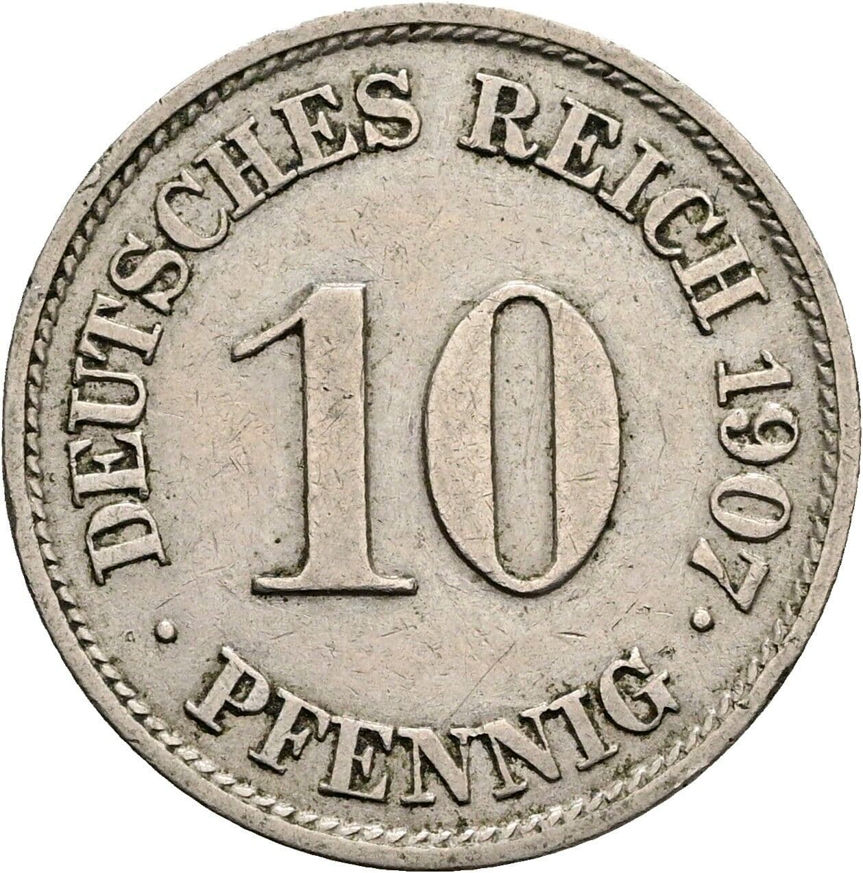10 Pfennig 1907 J – Vorderseite