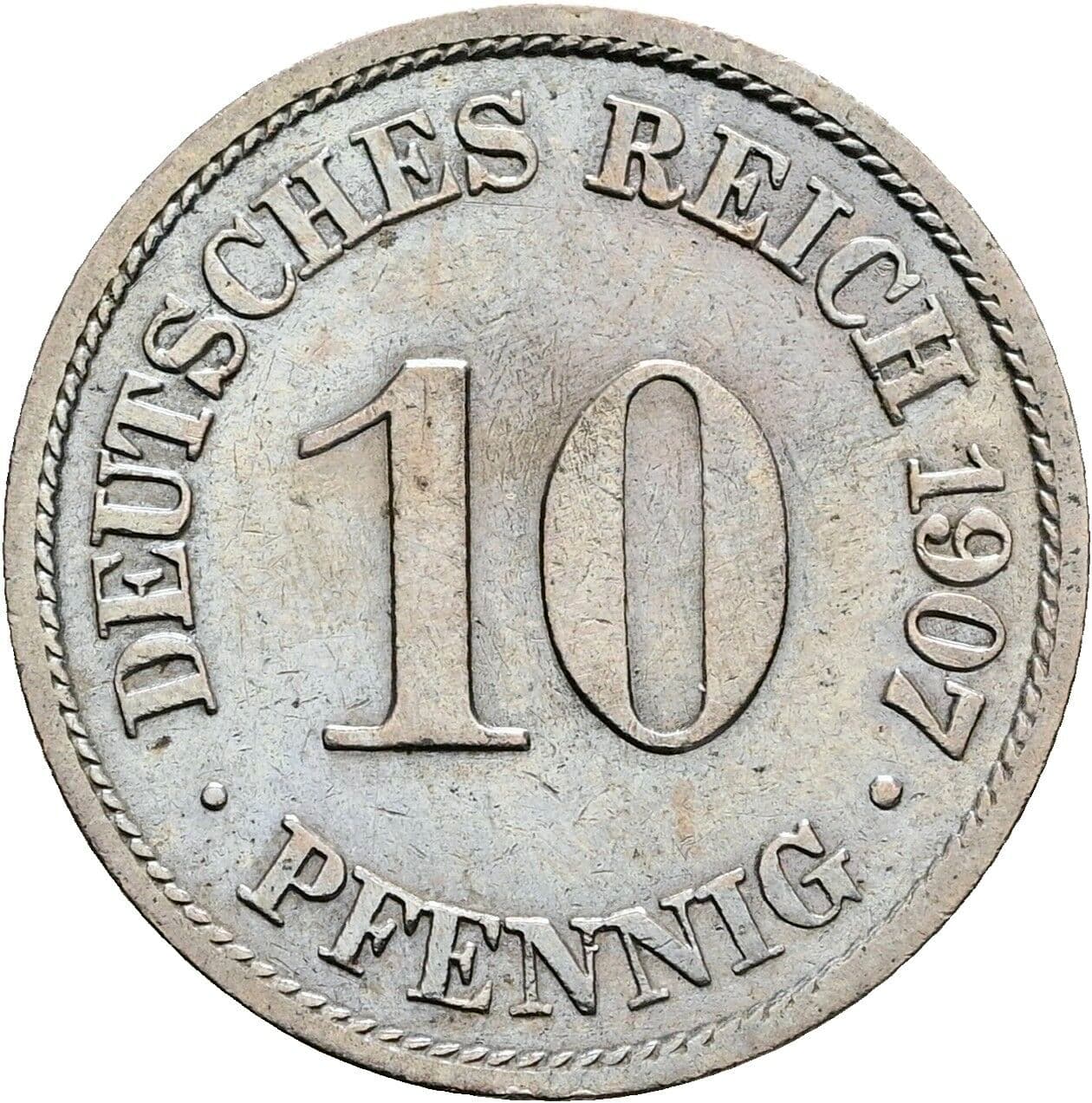 10 Pfennig 1907 A – Vorderseite