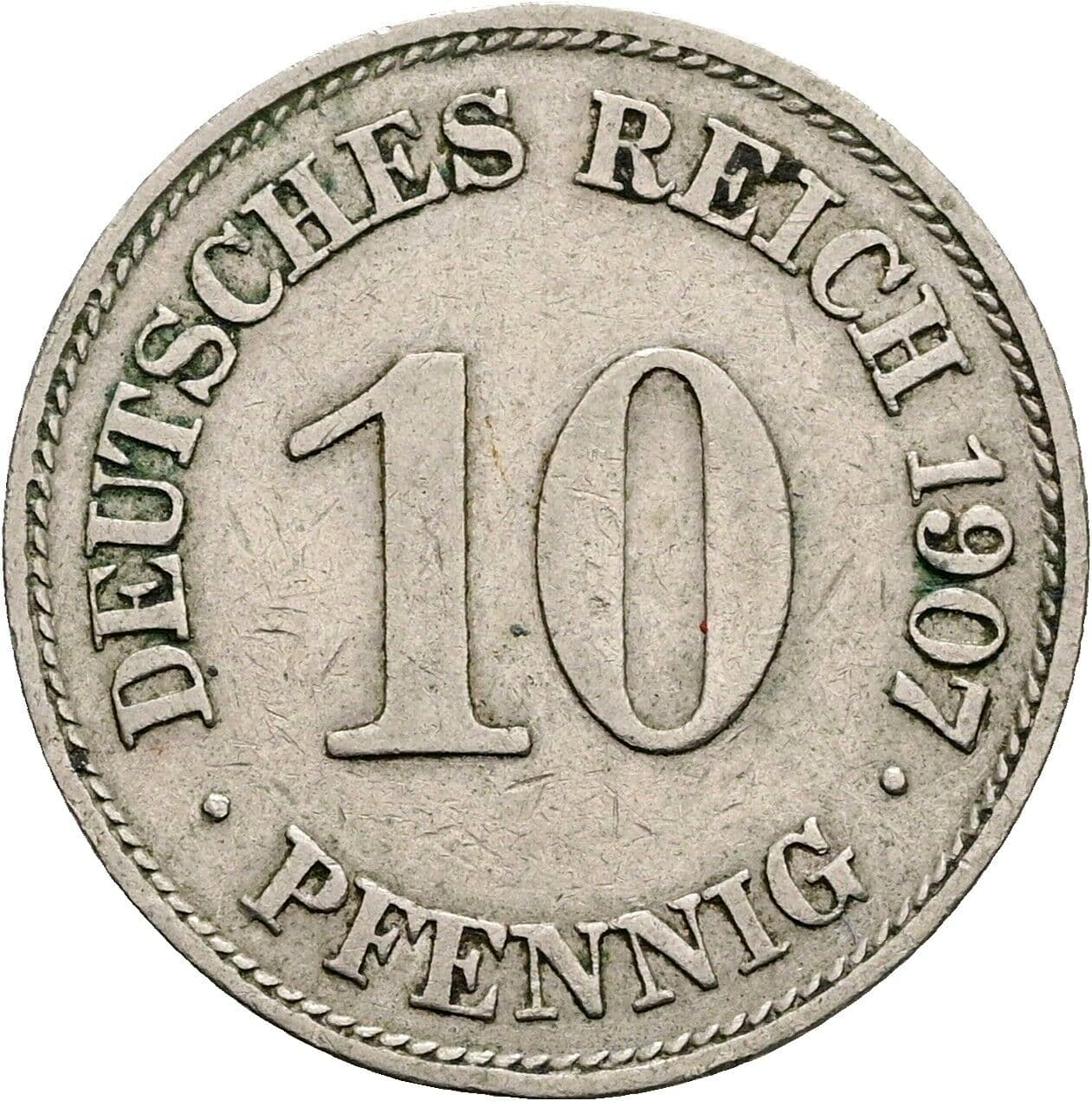 10 Pfennig 1907 E – Vorderseite
