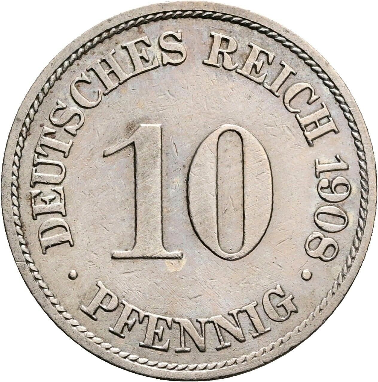 10 Pfennig 1908 A – Vorderseite