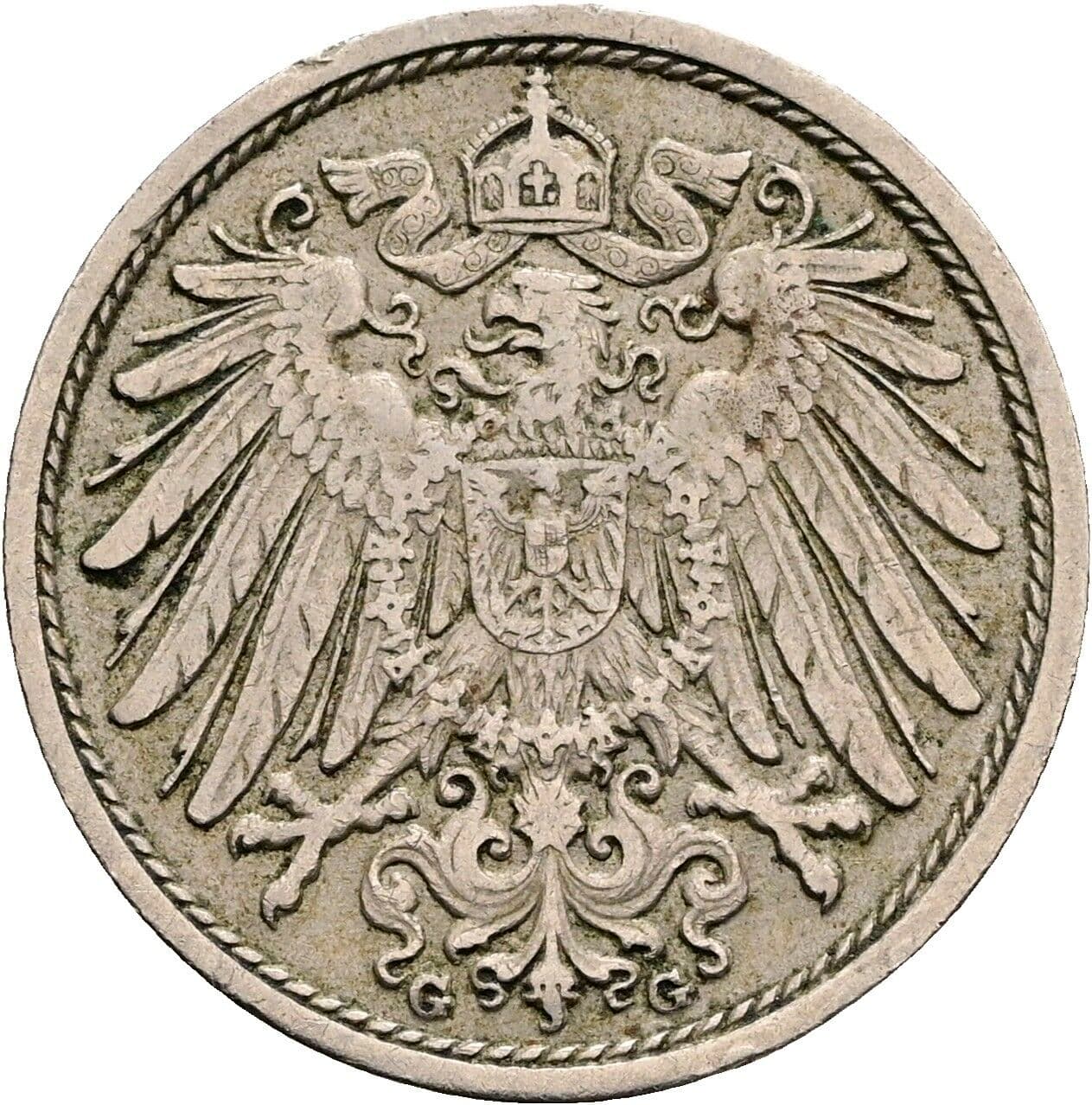10 Pfennig 1910 G – Rückseite