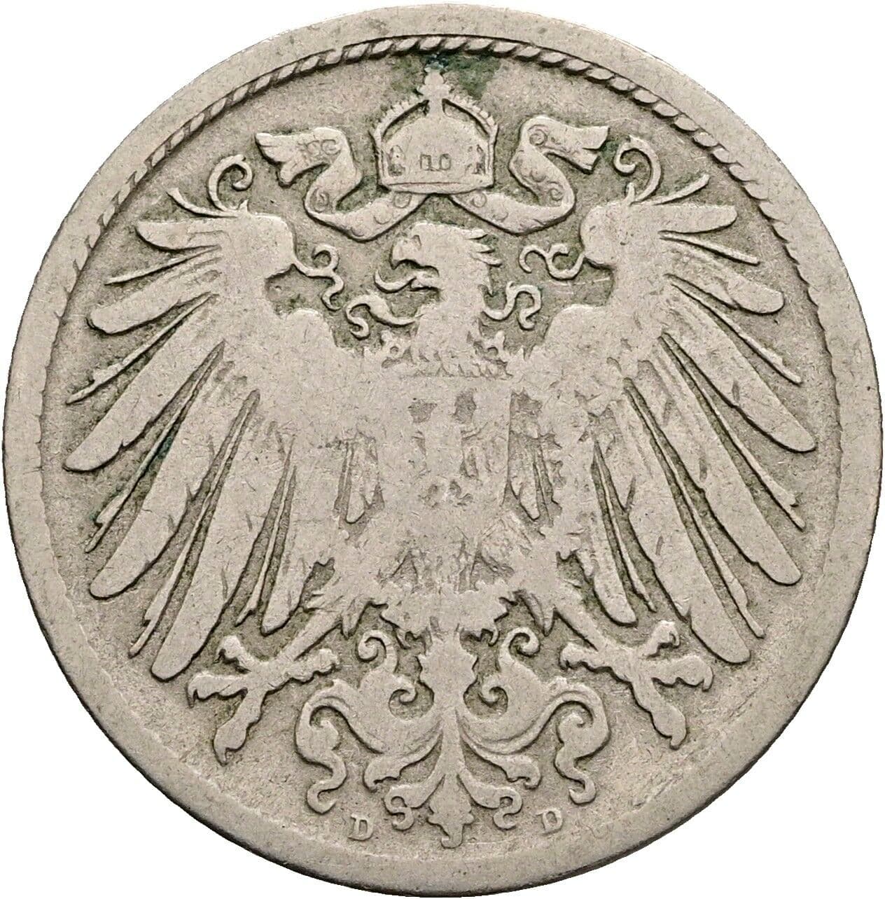 10 Pfennig 1891 D – Rückseite