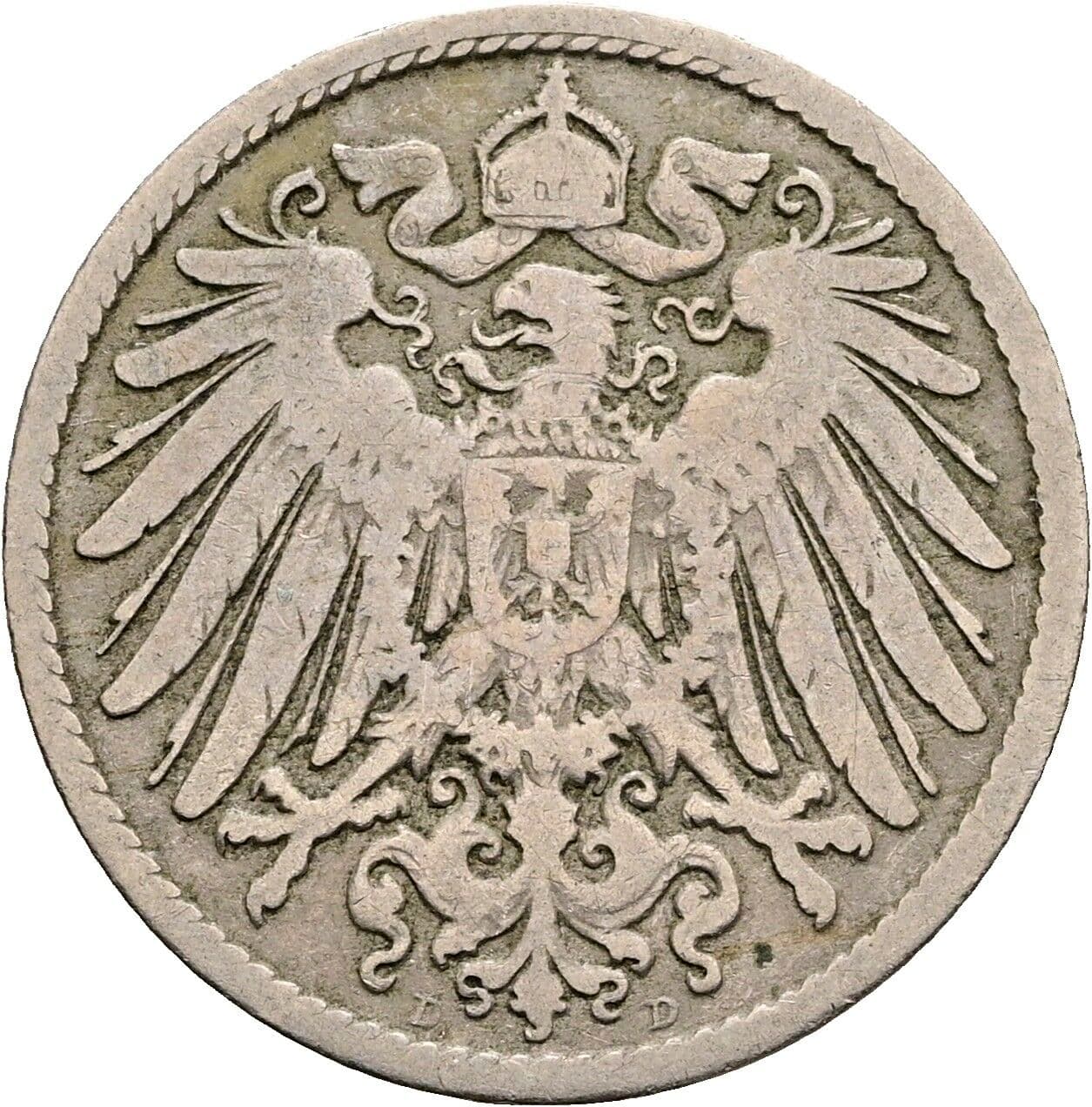 10 Pfennig 1891 D – Rückseite