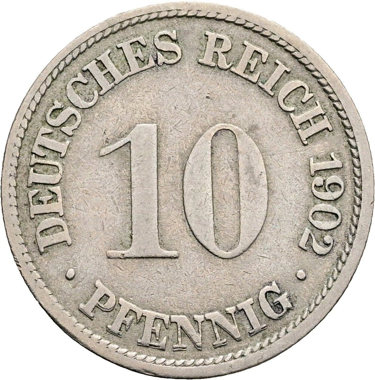 10 Pfennig 1902 F – Vorderseite