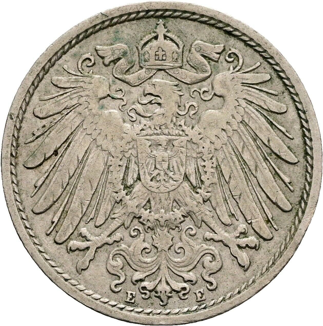 10 Pfennig 1907 E – Rückseite