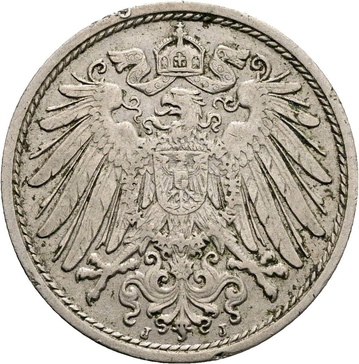 10 Pfennig 1907 J – Rückseite