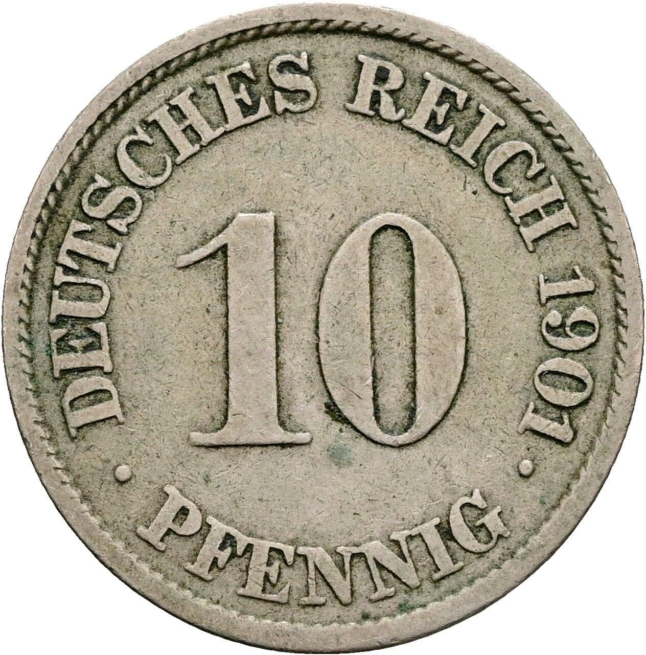 10 Pfennig 1901 J – Vorderseite
