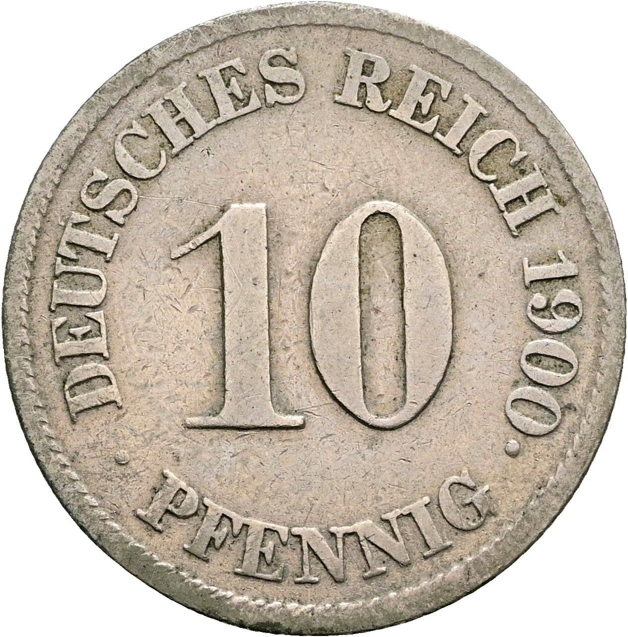 10 Pfennig 1900 J – Vorderseite